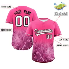 Pink 3D Flower Design Authentic Baseball Jersey 2