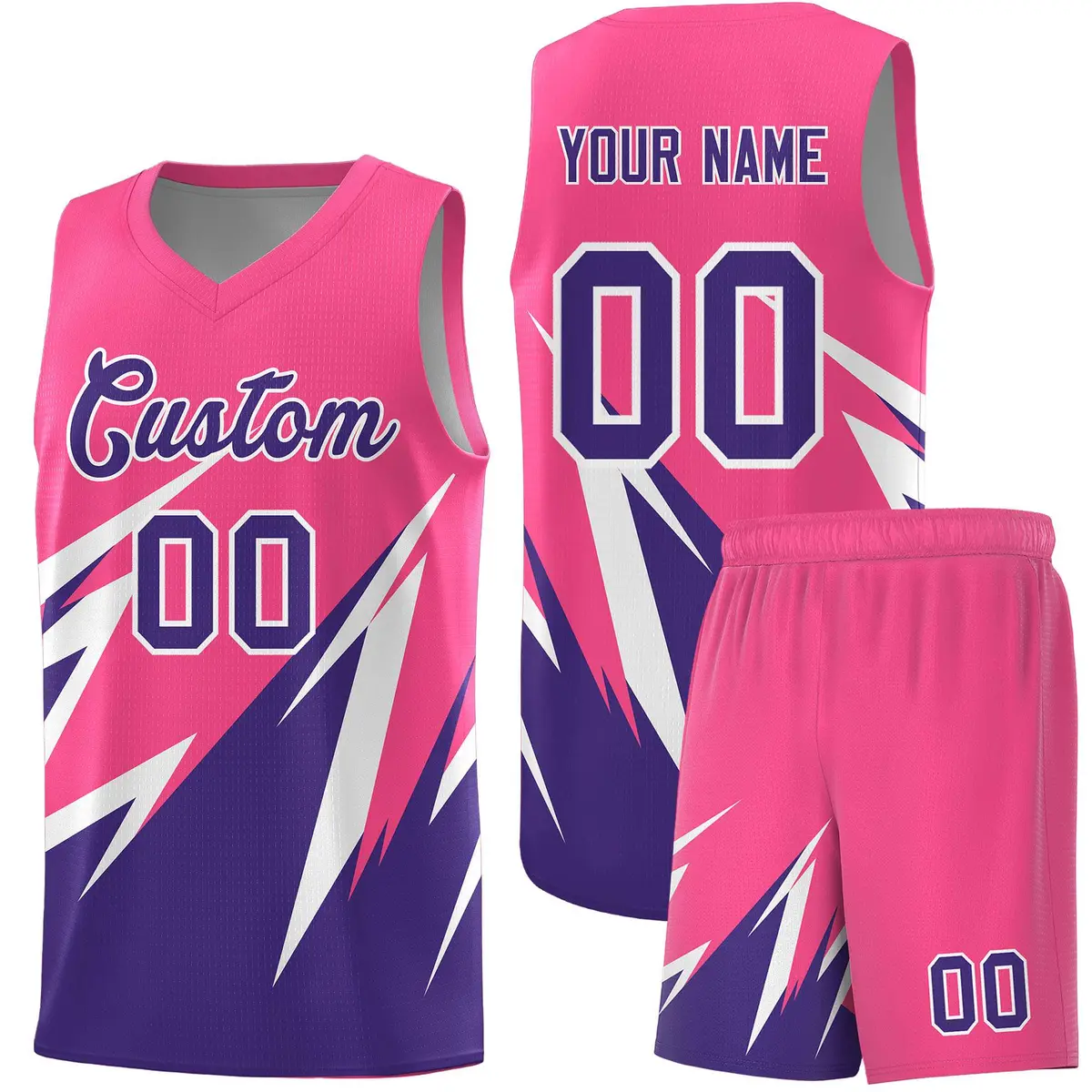 Pink Abstract Mountain Pattern Basketball Jersey
