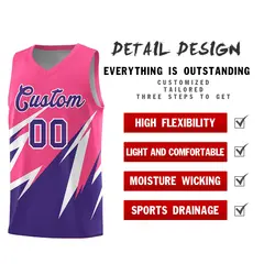 Pink Abstract Mountain Pattern Basketball Jersey 2