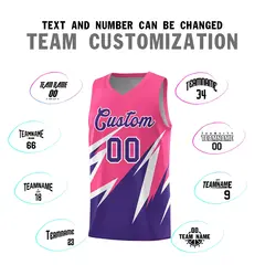 Pink Abstract Mountain Pattern Basketball Jersey 3