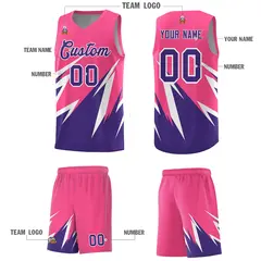 Pink Abstract Mountain Pattern Basketball Jersey 4