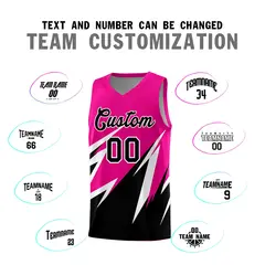 Pink Abstract Mountain Pattern Basketball Jersey 3