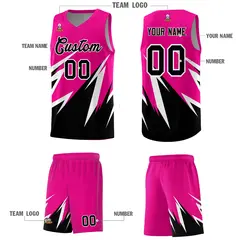 Pink Abstract Mountain Pattern Basketball Jersey 4