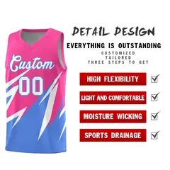 Pink Abstract Mountain Pattern Basketball Jersey 2