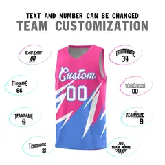 Pink Abstract Mountain Pattern Basketball Jersey 3