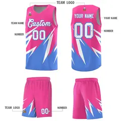 Pink Abstract Mountain Pattern Basketball Jersey 4