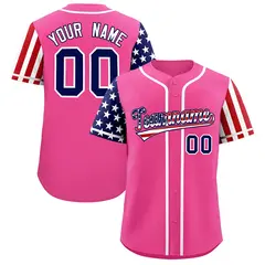 Pink American Flag Design Baseball Jersey