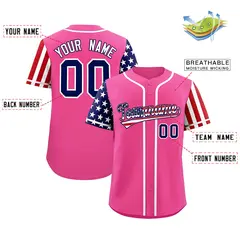 Pink American Flag Design Baseball Jersey 2