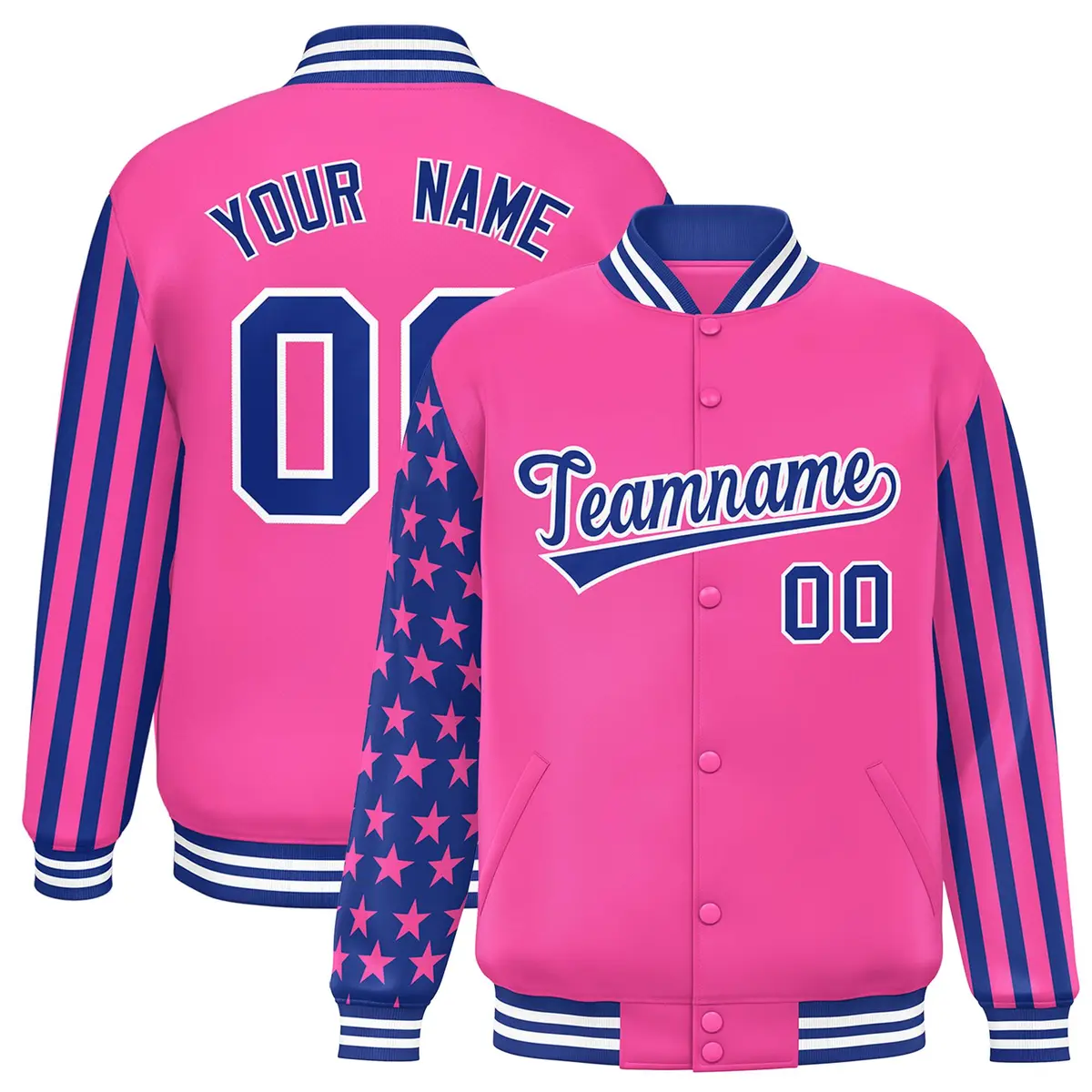 Pink American Flag Varsity Letterman Bomber Jacket
