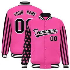 Pink American Flag Varsity Letterman Bomber Jacket 1