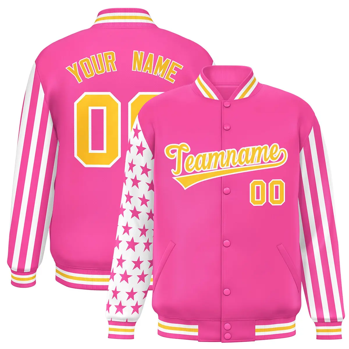 Pink American Flag Varsity Letterman Bomber Jacket