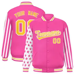 Pink American Flag Varsity Letterman Bomber Jacket 1