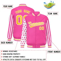 Pink American Flag Varsity Letterman Bomber Jacket 2