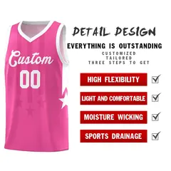 Pink and White Gradient Star Graffiti Basketball Jersey 2