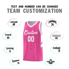 Pink and White Gradient Star Graffiti Basketball Jersey 4