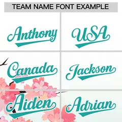 Pink Aqua Cherry Blossoms Raglan Hooded Baseball Jersey 3
