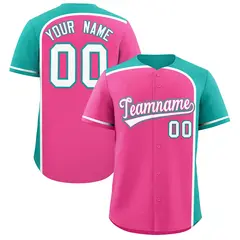 Pink Aqua Color Block Authentic Baseball Jersey 1