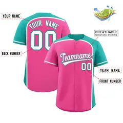 Pink Aqua Color Block Authentic Baseball Jersey 2