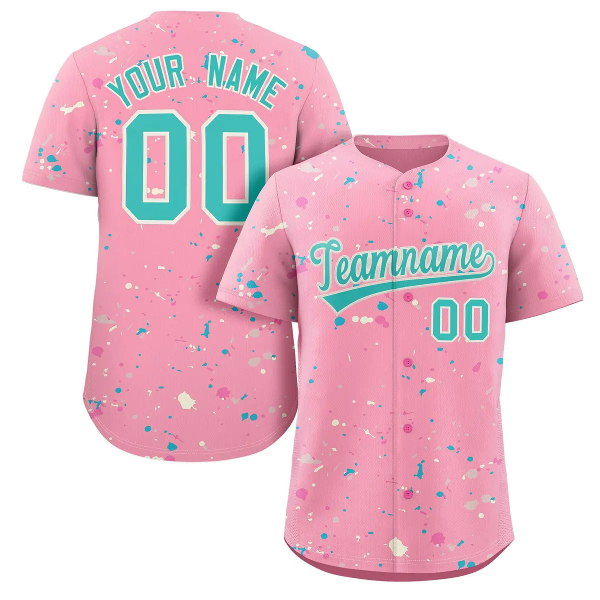 Pink Aqua Cream Splash Graffiti Striped Baseball Jersey