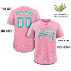 Pink Aqua Cream Splash Graffiti Striped Baseball Jersey 2