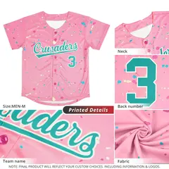 Pink Aqua Cream Splash Graffiti Striped Baseball Jersey 5