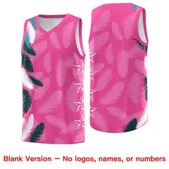 Pink Aqua Feather Graffiti Pattern Basketball Jersey 6