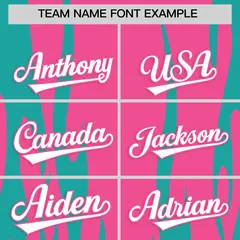 Pink Aqua Flame Pattern Authentic Pullover Baseball Jersey 3