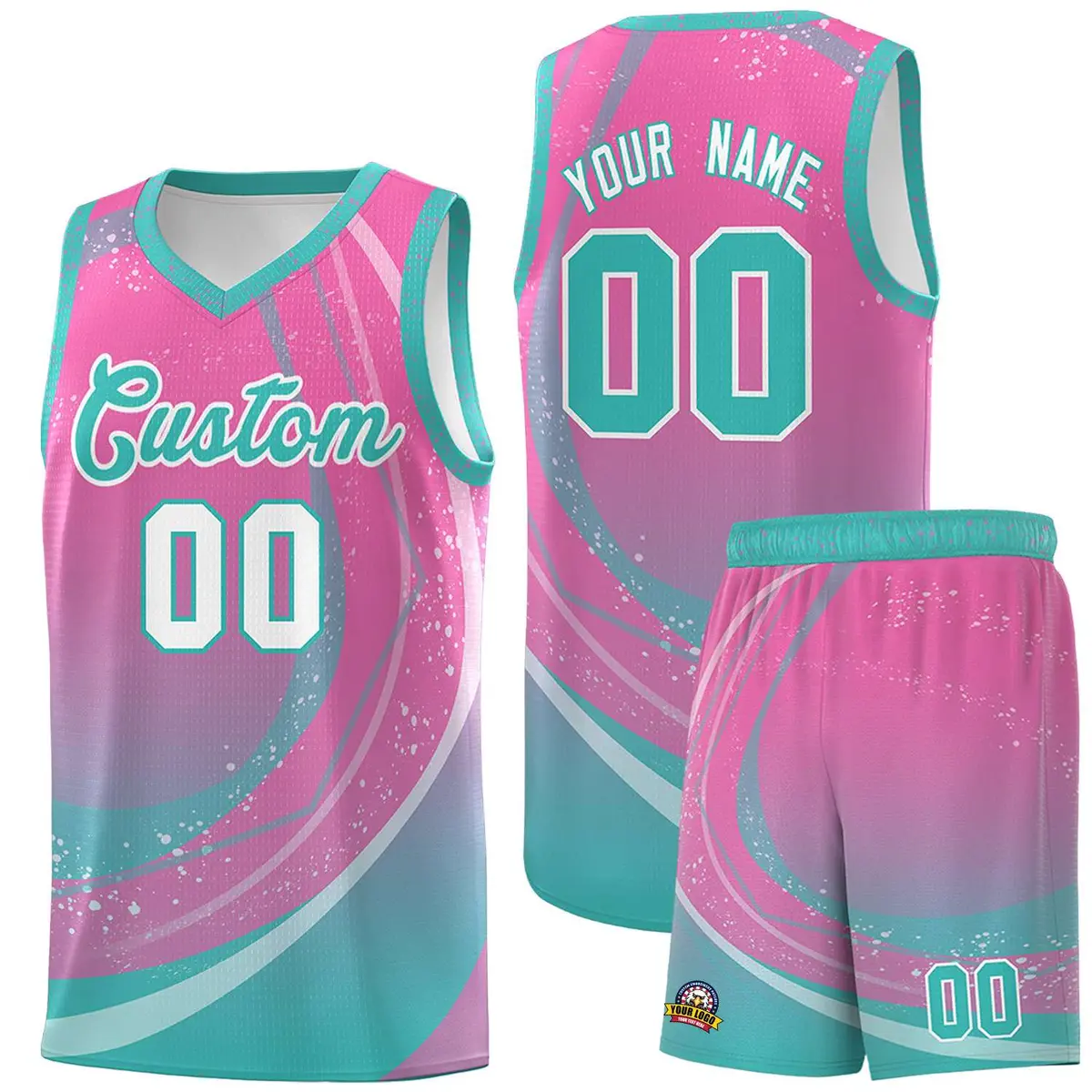 Pink Aqua Galaxy Graffiti Pattern Sports Basketball Jersey
