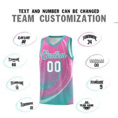 Pink Aqua Galaxy Graffiti Pattern Sports Basketball Jersey 3