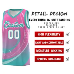 Pink Aqua Galaxy Graffiti Pattern Sports Basketball Jersey 4