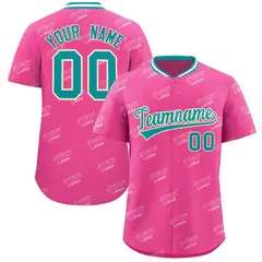 Pink Aqua Graffiti Full Button Baseball Jersey