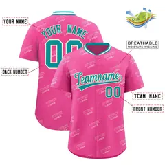 Pink Aqua Graffiti Full Button Baseball Jersey 2