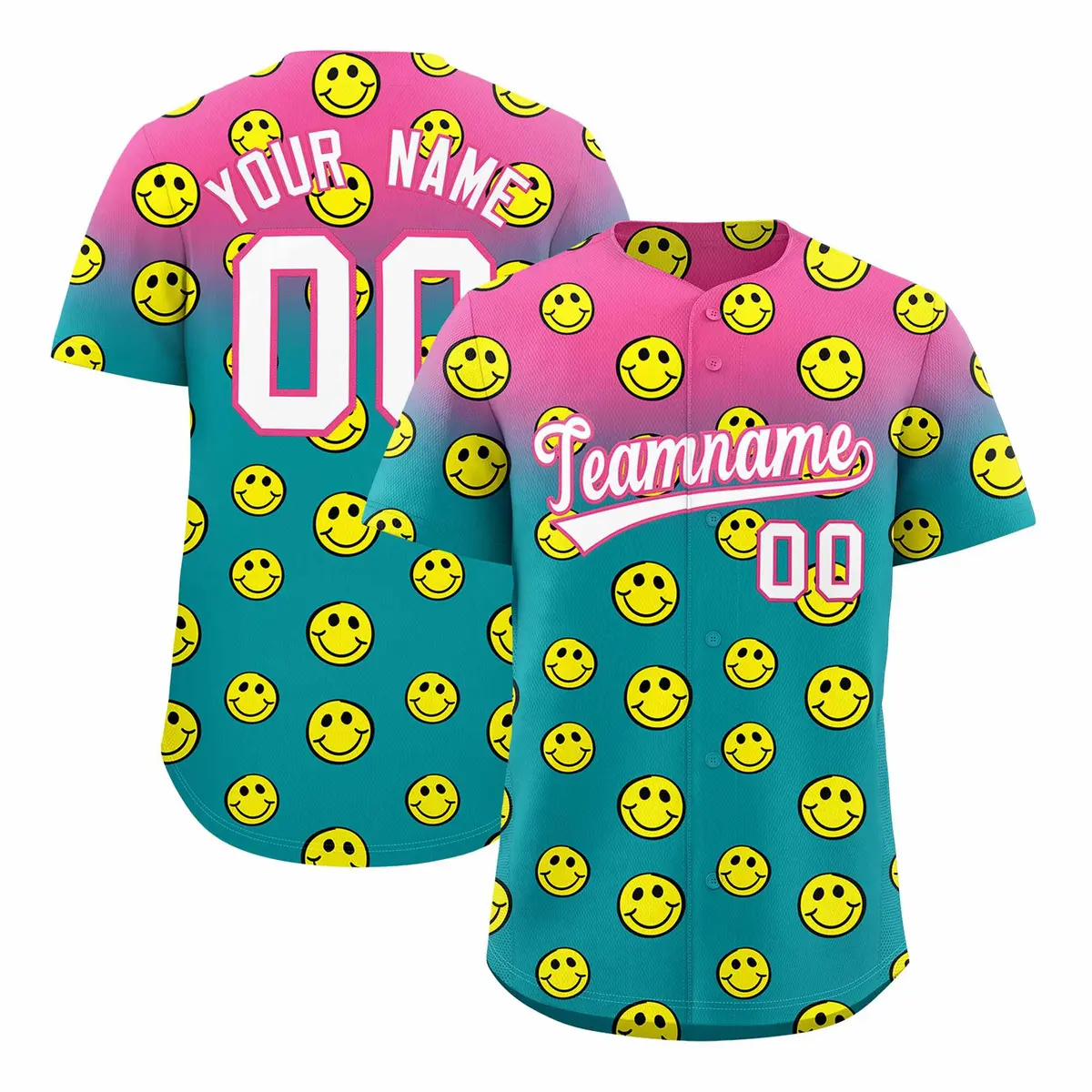 Pink Aqua Graffiti Gradient Smile Baseball Jersey