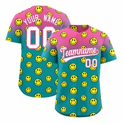 Pink Aqua Graffiti Gradient Smile Baseball Jersey