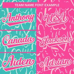 Pink Aqua Graffiti Pattern Split Letterman Bomber Baseball Jacket 5