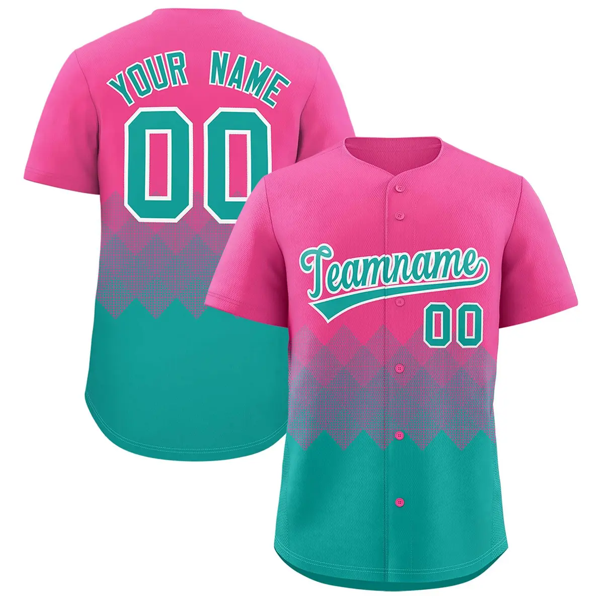 Pink Aqua Grid Blur Pattern Baseball Jersey