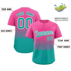 Pink Aqua Grid Blur Pattern Baseball Jersey 2