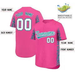 Pink Aqua Leopard Graffiti Side Design Baseball Jersey 2