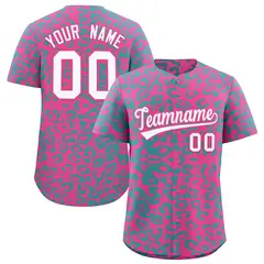 Pink Aqua Leopard Print Baseball Jersey 1
