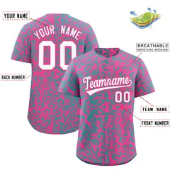 Pink Aqua Leopard Print Baseball Jersey 2