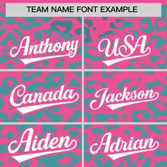 Pink Aqua Leopard Print Baseball Jersey 3