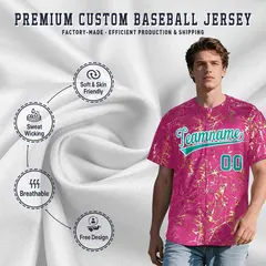 Pink Aqua Metallic Gold Splatter Streetwear Baseball Jersey 3