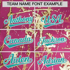 Pink Aqua Metallic Gold Splatter Streetwear Baseball Jersey 4