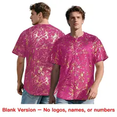 Pink Aqua Metallic Gold Splatter Streetwear Baseball Jersey 7