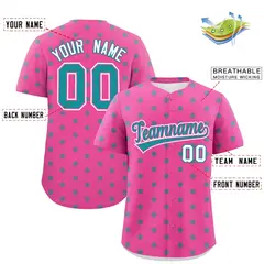 Pink Aqua Polka Dot Graffiti Authentic Baseball Jersey 2
