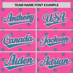Pink Aqua Polka Dot Graffiti Authentic Baseball Jersey 3