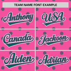 Pink Aqua Polka Dot Graffiti Authentic Baseball Jersey 3