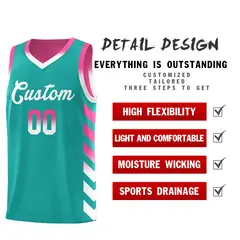 Pink Aqua Reversible Basketball Kits - Side Arrow Aqua White Gradient 3