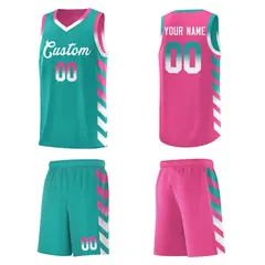Pink Aqua Reversible Basketball Kits - Side Arrow Aqua White Gradient 5