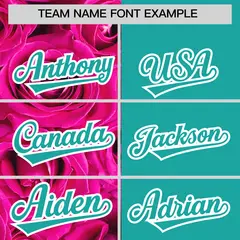 Pink Aqua Rose Print Split Baseball Jersey 3